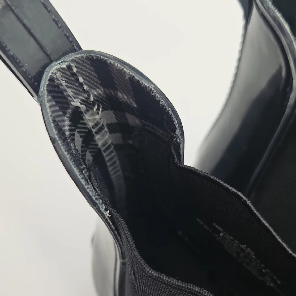 Nine West Glossy Navy Blue Slip On Rubber Boots